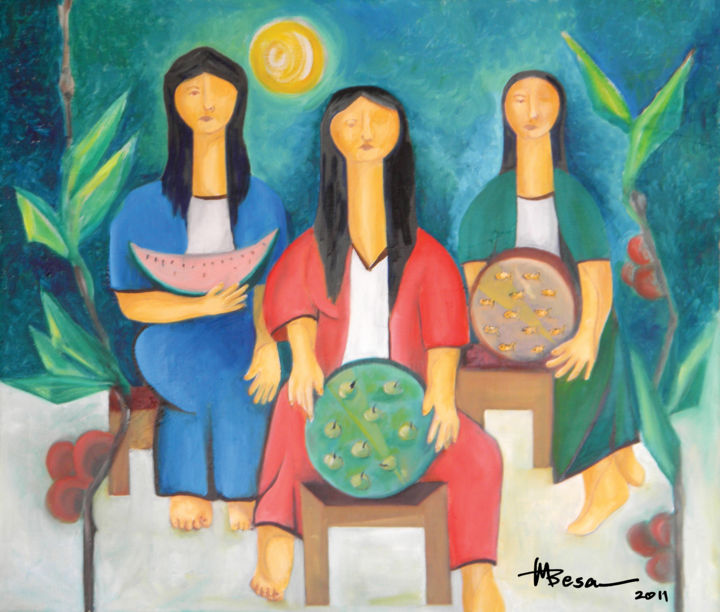 Women Vendors 绘画, 24x28 in