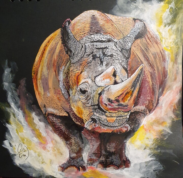 Totem Rhinocéros 图画, 9.8x10.6 in