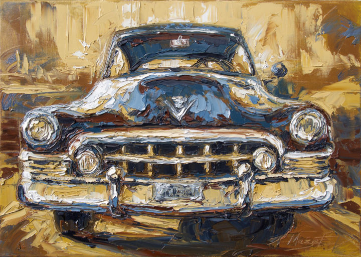 Barbara - Américan Classic Cars 绘画, 18.1x25.6 in