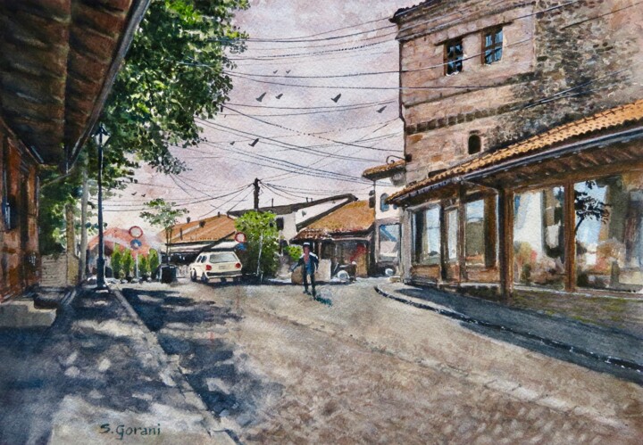 绘画 标题为“Gjakova Today” 由Geni Gorani, 原创艺术品, 水彩