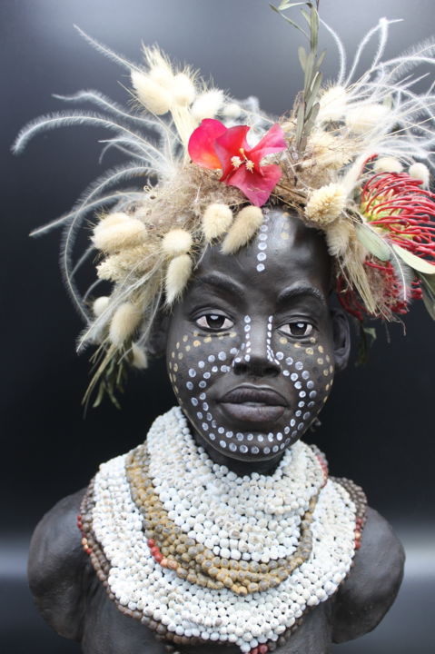 Sculpture titled "Amare" by Isabelle Fisson, Original Artwork, Clay