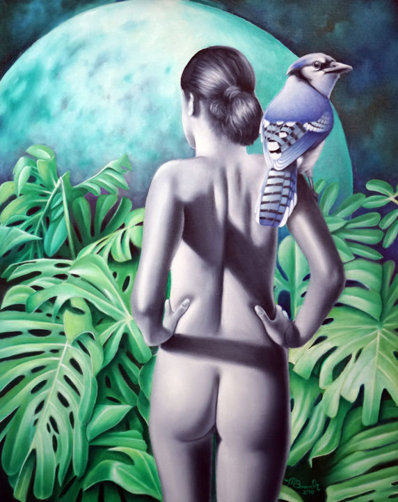 Painting titled "Titan Setting" by Troy Bunch, Original Artwork, Oil