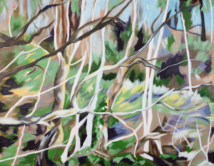「Horizontal Sculptur…」というタイトルの絵画 Laura K Smith Paintingsによって, オリジナルのアートワーク, アクリル ウッドストレッチャーフレームにマウント