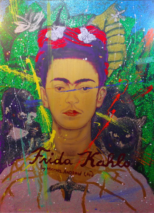Frida Kahlo Self-Portrait with Thorn Necklace 绘画, 70.9x51.2 in