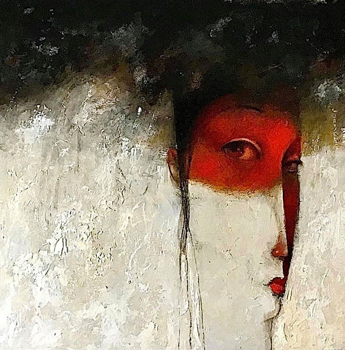 绘画 标题为“máscara roja” 由Cesar Ayllón, 原创艺术品, 油