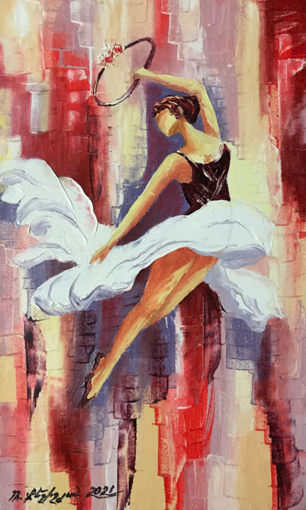 Ballerina (50x30cm, oil painting, ready to hang) 绘画, 19.7x11.8 in