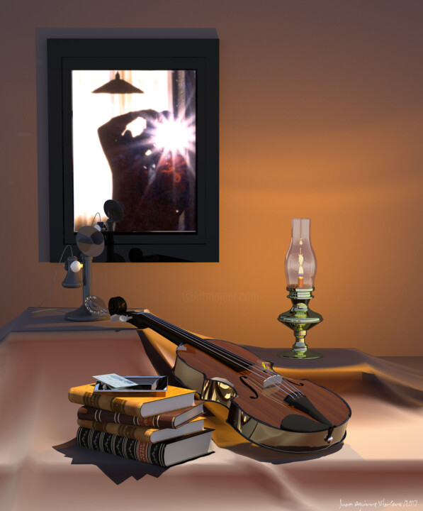 BODEGON CON VIOLA Digital Arts, 39.4x32.7 in