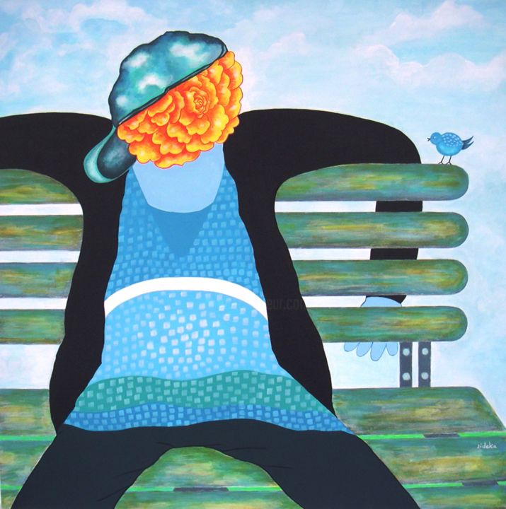 Peinture intitulée "Adolescence - Tee…" par Jocelyne Deschamps-Kus, Œuvre d'art originale, Acrylique Monté sur Châssis en…