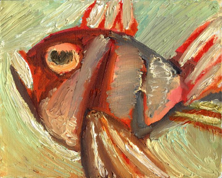 Angry perch 绘画, 9.5x11.8 in