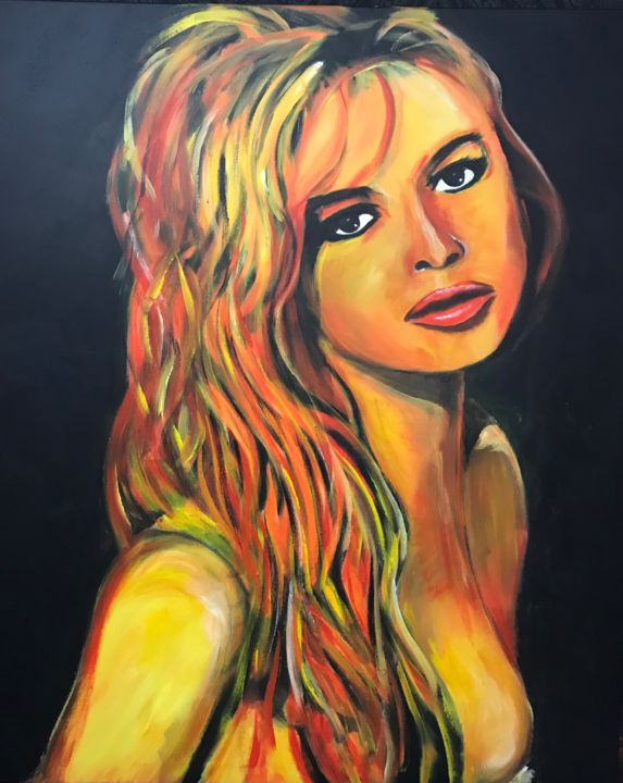 「Brigitte Bardot in…」というタイトルの絵画 Nick Vermeulenによって, オリジナルのアートワーク, アクリル
