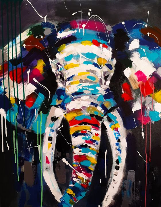 Elefante 绘画, 36.2x28.7 in