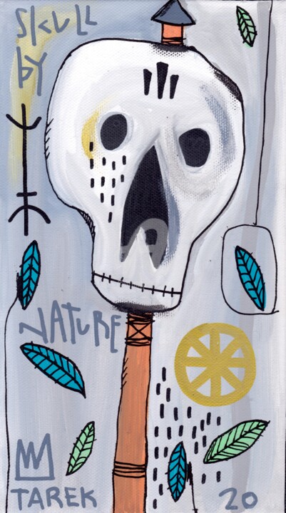 Skull #5 绘画, 9.5x5.5 in
