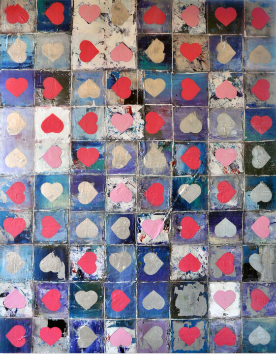 Ζωγραφική με τίτλο "Love" από Thierry Trivès, Αυθεντικά έργα τέχνης, Ακρυλικό Τοποθετήθηκε στο Ξύλινο φορείο σκελετό