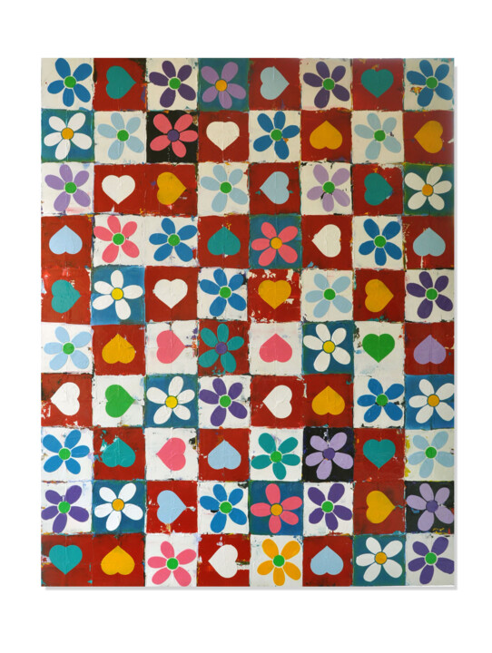 Ζωγραφική με τίτλο "Flower I" από Thierry Trivès, Αυθεντικά έργα τέχνης, Ακρυλικό Τοποθετήθηκε στο Ξύλινο φορείο σκελετό