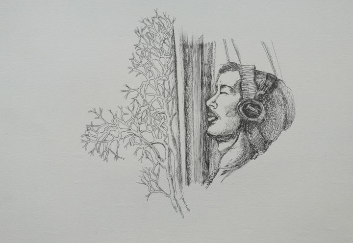 Mirage dans le métro parisien. 图画, 11.7x16.5 in