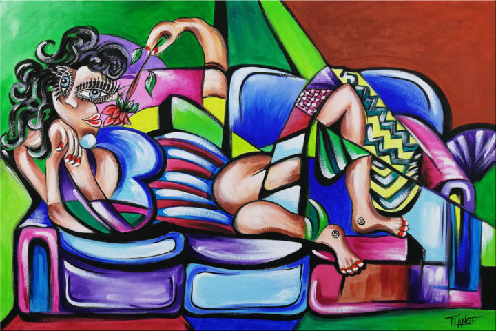Chillout Woman #989 绘画, 15.8x23.6 in