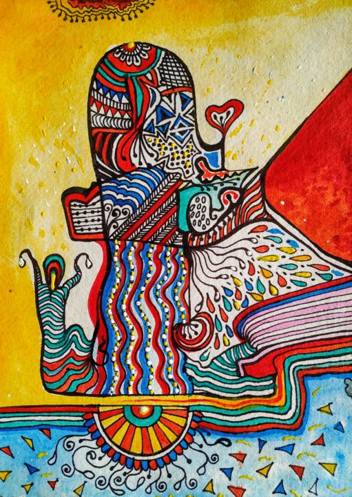 Drawing titled "Inner dreams II" by Sanjay Punekar, Original Artwork, Ink