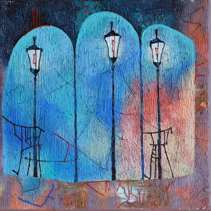 Old city Original Acryl ÖL auf Leinwand 30 x 30 cm, 7 绘画, 11.8x11.8 in