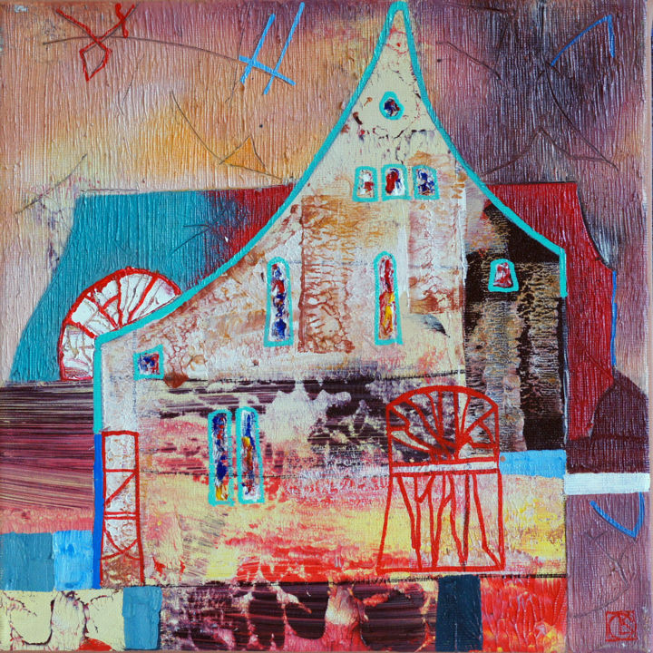 Old city Original Acryl ÖL auf Leinwand 30 x 30 cm, 8 绘画, 11.8x11.8 in