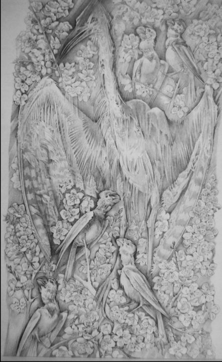 птицы 图画, 17.3x12.2 in