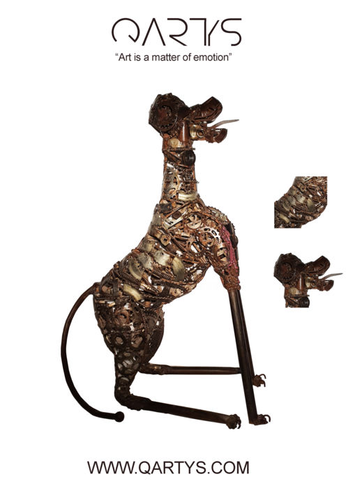 Sculpture titled "Dog siting" by Boutaour Ismael, Original Artwork, Metals