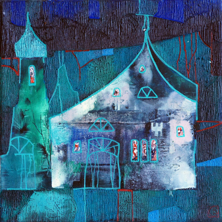 Old city Original Acryl ÖL auf Leinwand 30 x 30 cm, 26 绘画, 11.8x11.8 in
