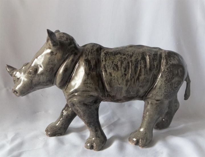 Rhinocéros 雕塑, 7.9x14.2 in