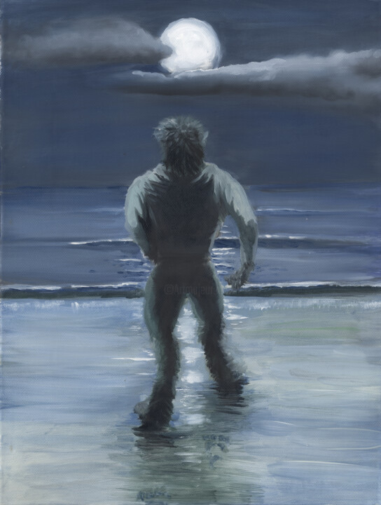 Pintura titulada "The Wolfman" por James Potter, Obra de arte original, Oleo