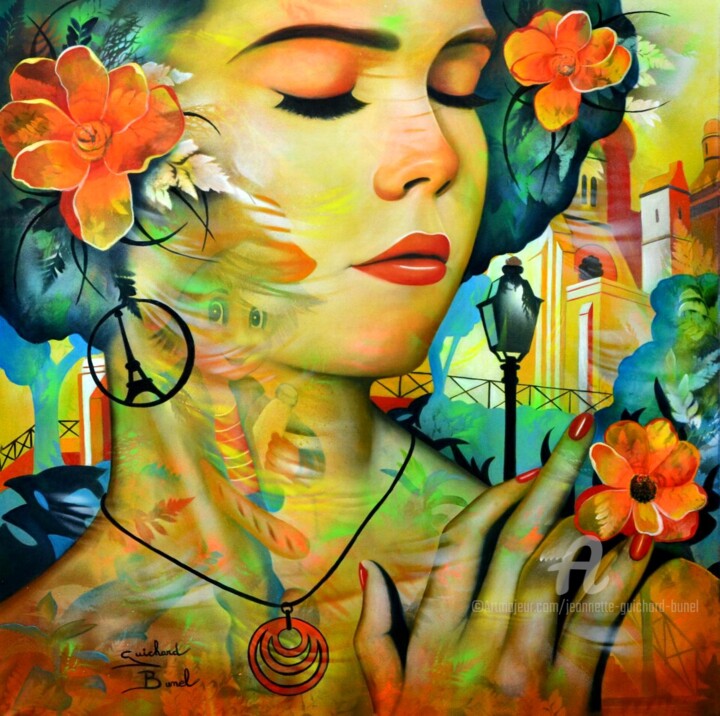 Peinture intitulée "du côté de Montmart…" par Jeannette Guichard-Bunel, Œuvre d'art originale, Huile Monté sur Châssis en bo…