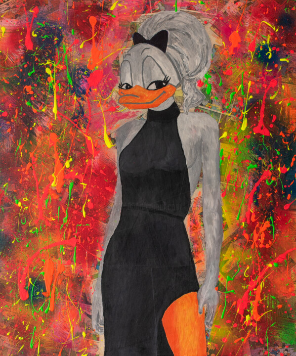 Daisy Duck in Black Dress 绘画, 23.6x19.7 in