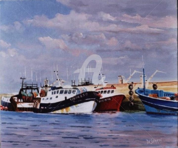 Peinture intitulée "A quai à Loctudy" par Desnoyers, Œuvre d'art originale, Acrylique