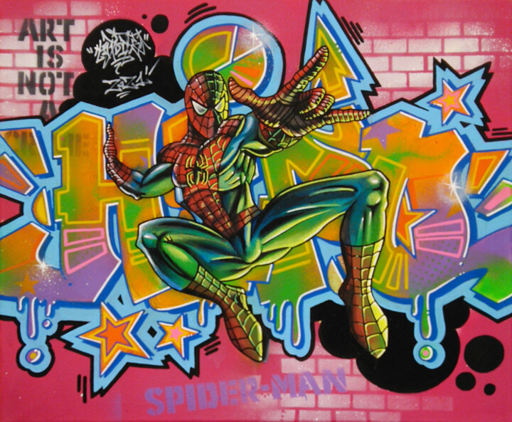 Graffiti Spiderman 绘画, 19.7x23.6 in