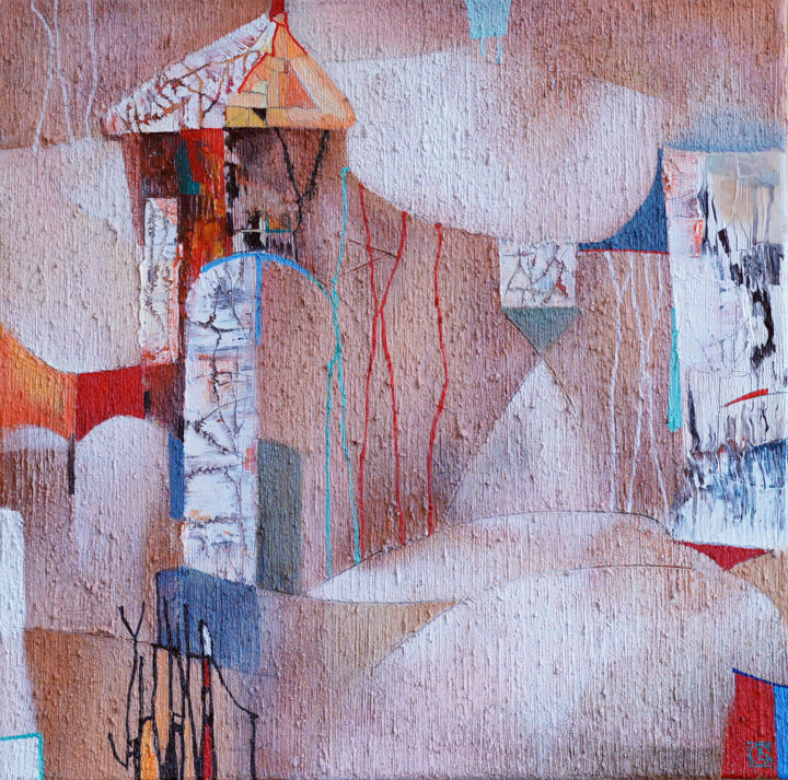 Old city Original Acryl ÖL auf Leinwand 50 x 50 cm, 1 绘画, 19.7x19.7 in