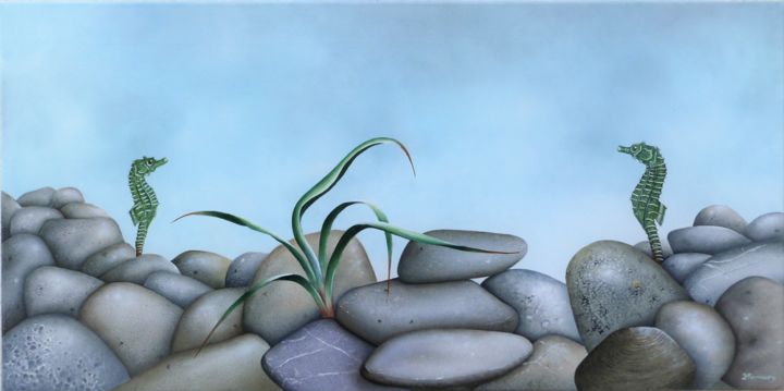 Parade d'hippocampes 绘画, 19.7x39.4 in