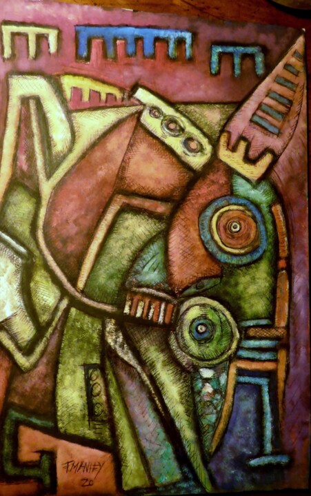 Peinture intitulée ""Douceur 2020"" par Frédérique Manley, Œuvre d'art originale, Gouache