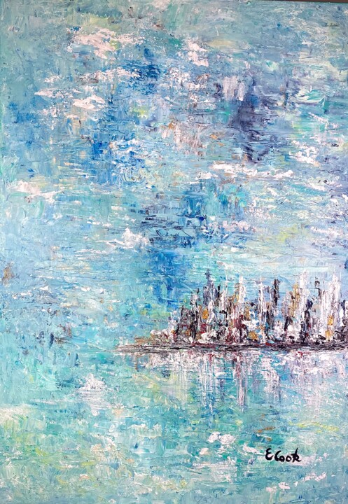 Peinture intitulée "Aquamarine Seascape" par Elisa Cook Benbassat Bassat, Œuvre d'art originale, Acrylique