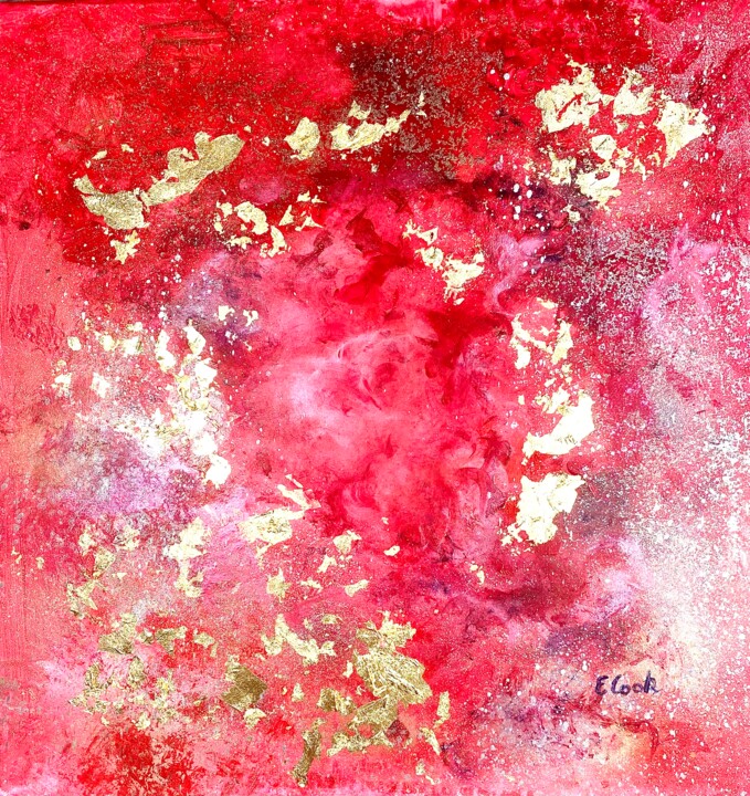Painting titled "Flames of Gold II" by Elisa Cook Benbassat Bassat, Original Artwork, Acrylic