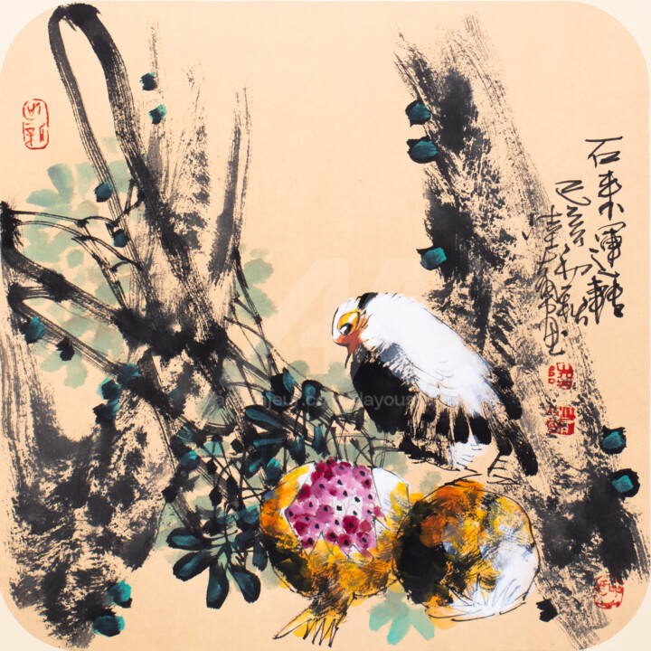 Painting titled "Time comes 石来运转 （No…" by Dayou Lu, Original Artwork, Pigments