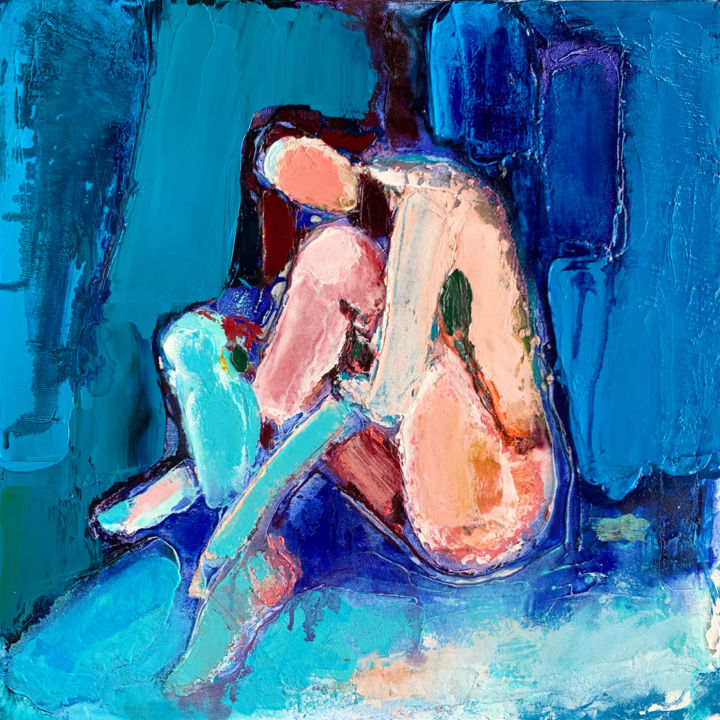 Painting titled "Naked figure. 2" by Irena Depko Irina Depko, Original Artwork, Oil Mounted on Wood Stretcher frame