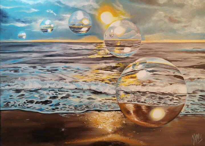 Peinture intitulée "Dernier rayon de so…" par Manu Surreabulliste, Œuvre d'art originale, Huile