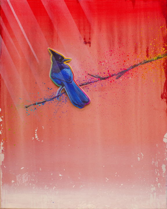 Malarstwo zatytułowany „Untitled ( Cute Blu…” autorstwa Michael Andrew Law, Oryginalna praca, Akryl Zamontowany na Panel dre…