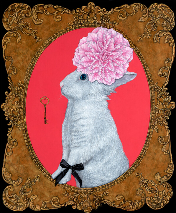 Rabbit. Sweet admiration 绘画, 35.4x29.5 in