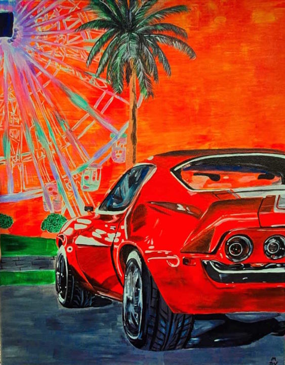 Historic Corvette 绘画, 19.7x15.8 in