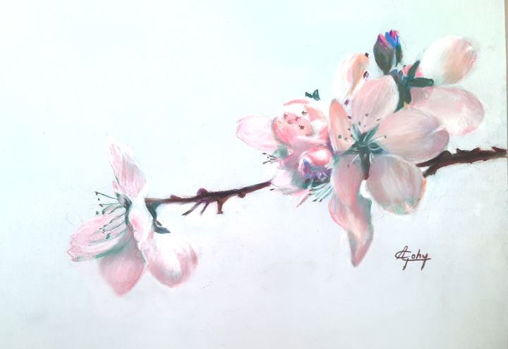 Painting titled "Le Printemps est ar…" by Adyne Gohy, Original Artwork, Pastel