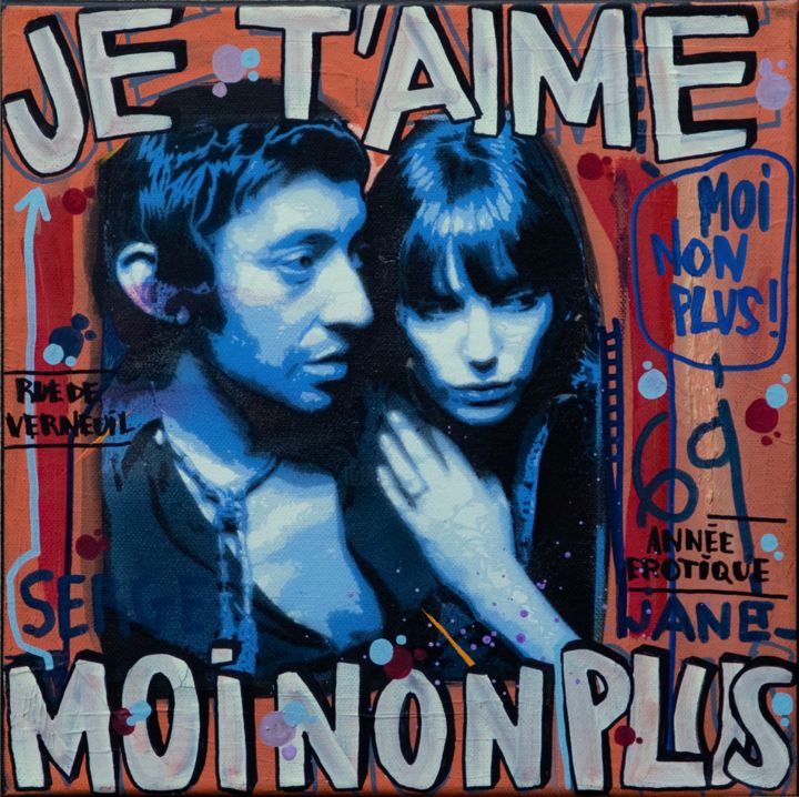Je t'aime moi non plus 绘画, 11.8x11.8 in