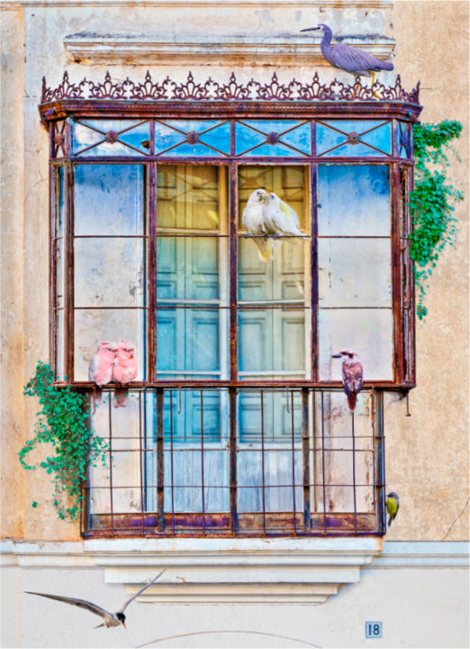 Digital Arts titled "A Colorful Balcony…" by Fernando Paramio Alamillo, Original Artwork, Photo Montage