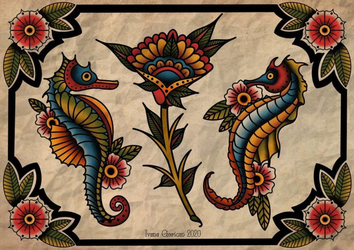 印花与版画 标题为“Seahorses” 由Ivana Gorican, 原创艺术品, 数字打印