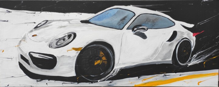 Porsche performance white 绘画, 15.8x39.4 in