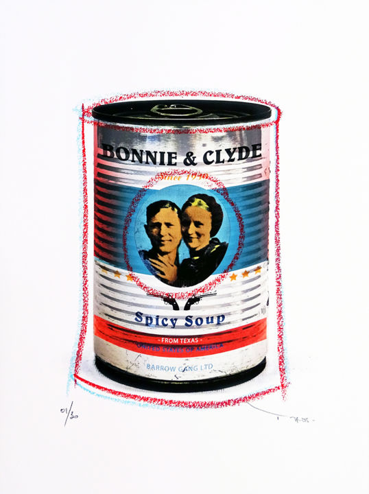 Tehos - Bonnie and Clyde soup 印花与版画, 25.6x19.7 in