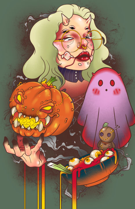 数字艺术 标题为“Halloween Poster Ar…” 由Polina Berkman, 原创艺术品, 数字油画